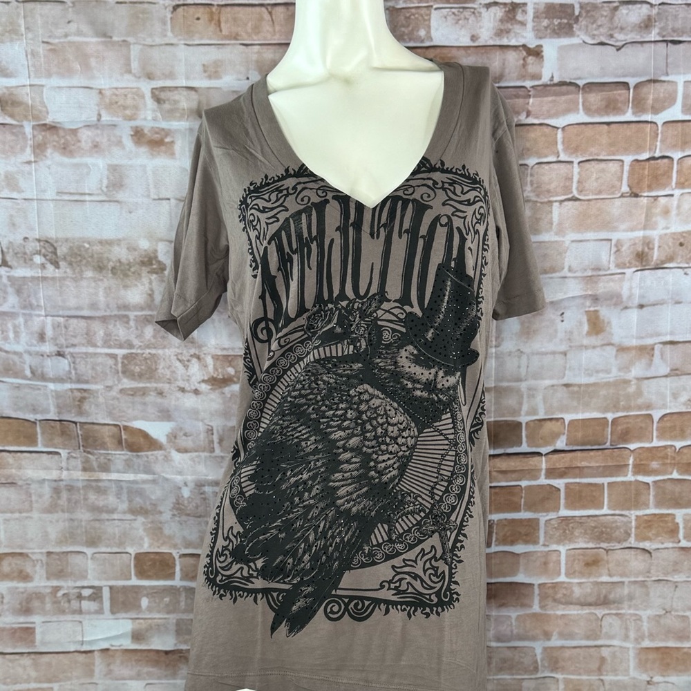 Affliction Women’s Graphic Short Sleeve V-Neck T-Shirt -NWT - Size: Large